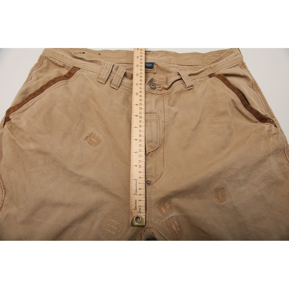 Polo Ralph Lauren Mens 40/30 Distressed Canvas California Miner Pants Leather - Picture 11 of 16